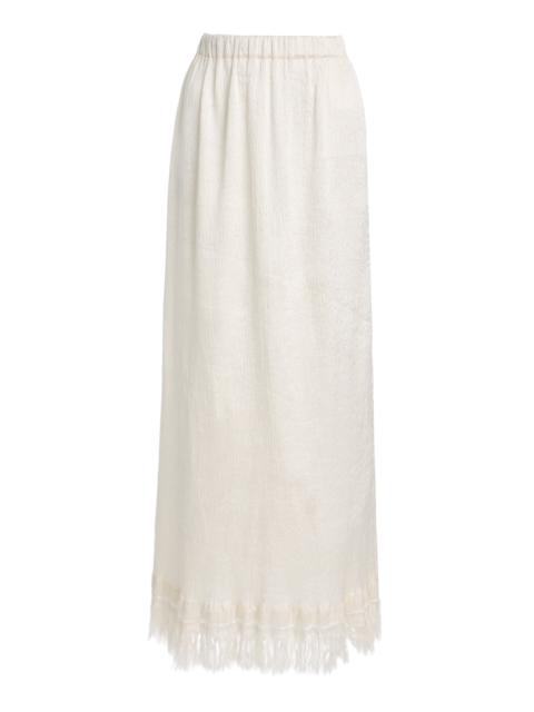 FFORME Coralie Frayed Silk Maxi Skirt white