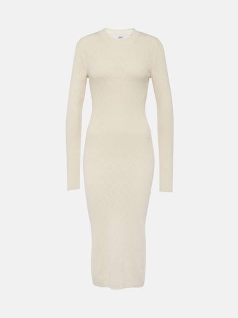AMI Paris Ami De Coeur cotton and wool midi dress
