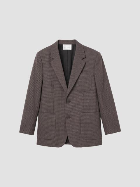 GOOD AMERICAN Women's Wool-Blend Oversized Blazer - Charcoal Mini Houndstooth