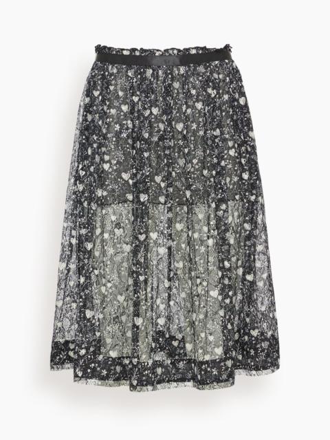 Lace Midi Skirt in Mini Hearts on Black