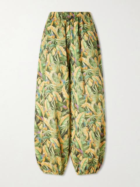 FARM RIO Parrot Printed Wide-leg Cotton Pants