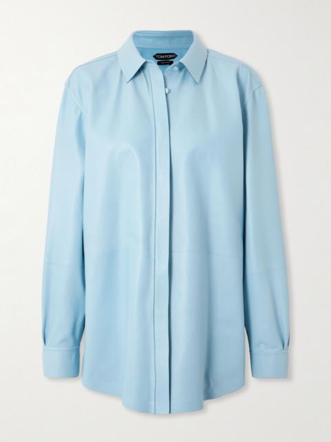 TOM FORD Leather shirt Light blue
