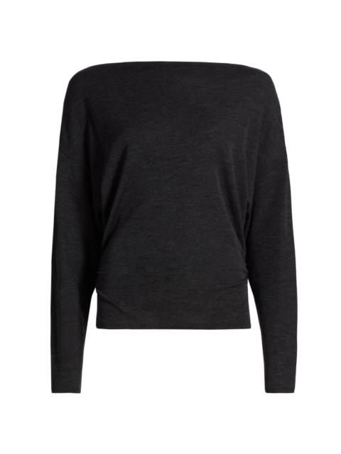 Vince Women's Ruched Wool-Blend Long-Sleeve Top - Dark Grey