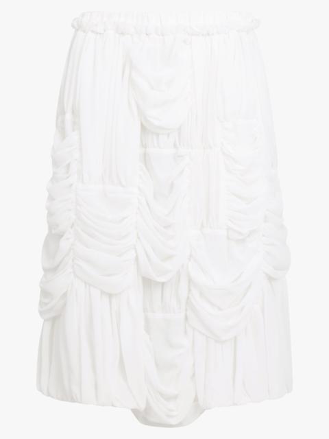 DRAPE RUCHED PANEL DRAWSTRING MIDI SKIRT | WHITE