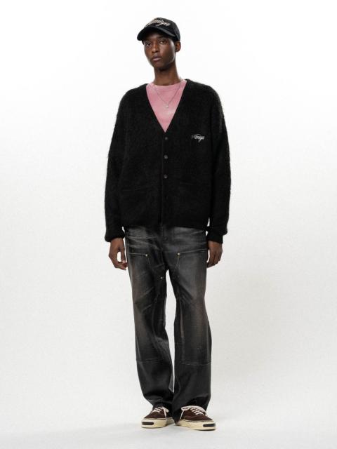 KAMIYA Embroidered Shaggy Mohair Knit Cardigan