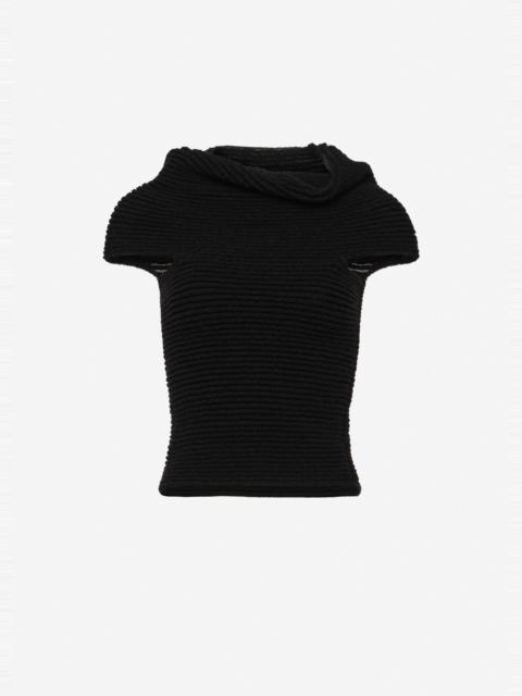 MAGDA BUTRYM Ribbed cowl-neck knit top in black