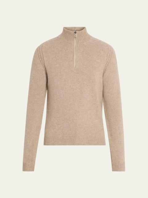 SEASE Men's Cashmere Mouline Half-Zip Sweater