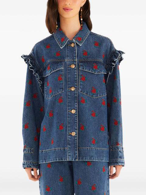 FARM RIO embroidered flowers jacket