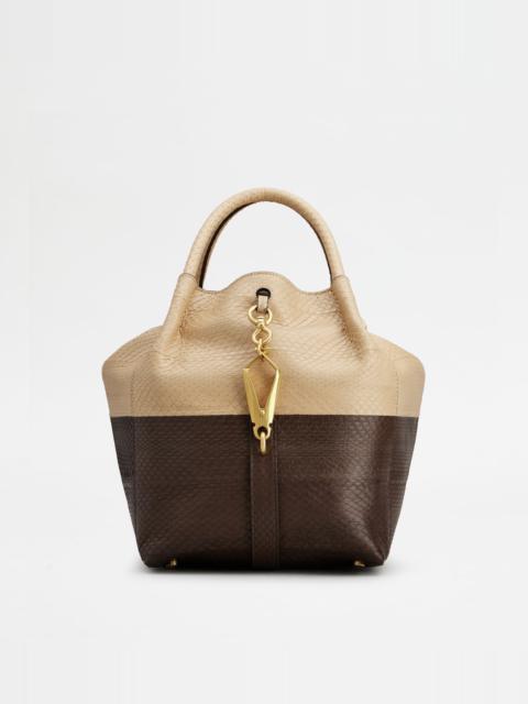 Tod's SATCHEL IN REPTILE SMALL - BROWN, NATURAL