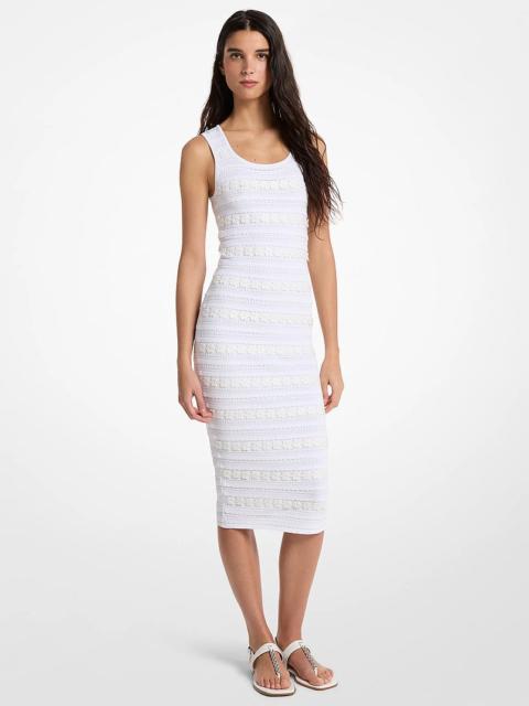 MICHAEL KORS Floral Embellished Stretch Knit Midi Dress