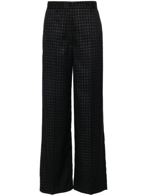 forte_forte check-pattern wide-leg trousers