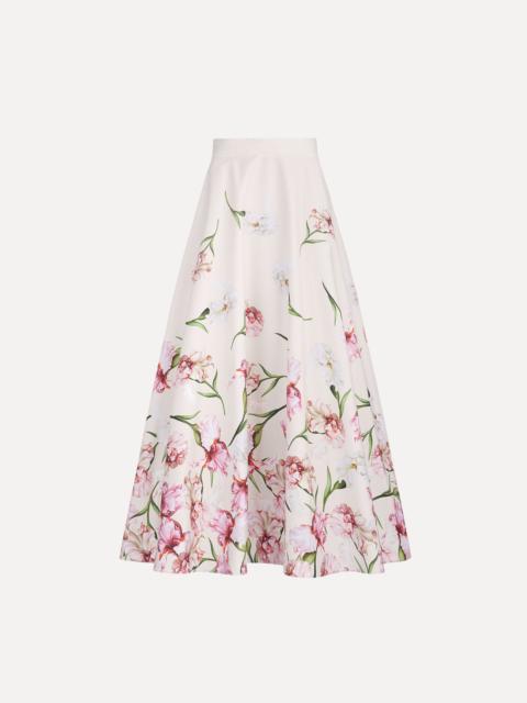 Oscar de la Renta PAINTED IRIS DEGRADE POPLIN A LINE SKIRT