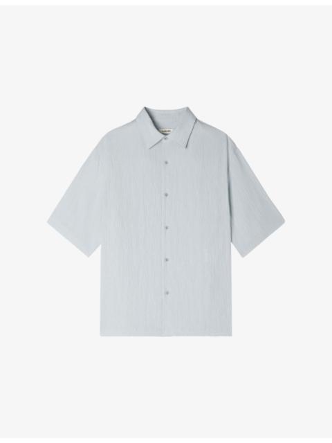 Sandro Pleated Shark-Collar Woven Shirt