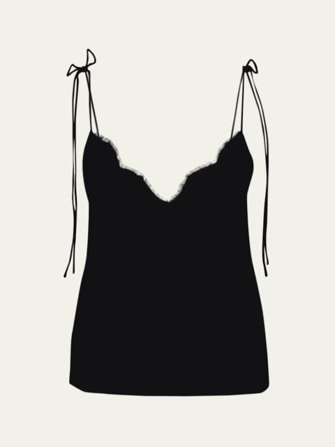 Valentino Lace-Trim Silk Cami Top
