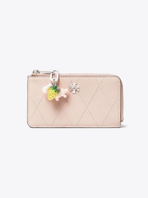 TORY BURCH Charlie Quilted Zip Card Case