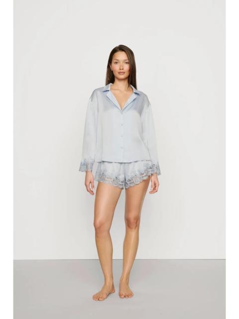 eberjey Washable Silk with Lace Embroidery Long Sleeve Top & Short PJ Set