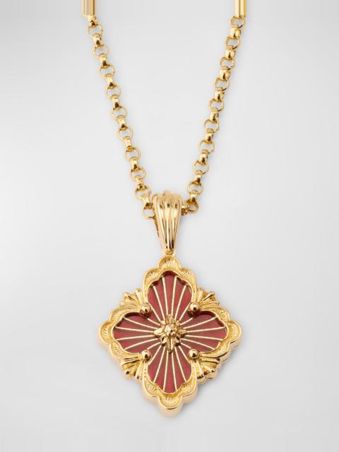 Buccellati Opera Tulle 18K Yellow Gold Red Enamel Pendant Necklace