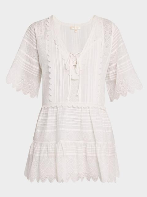 LoveShackFancy Orcia Cotton Scalloped Mini Dress