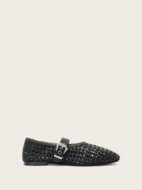ALLSAINTS SABINE WOVEN LEATHER FLATS