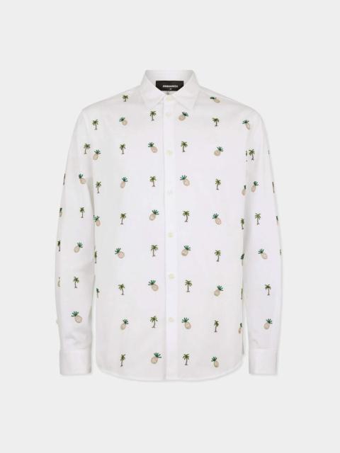 PINEAPPLES AND PALMS EMBROIDERY SHIRT