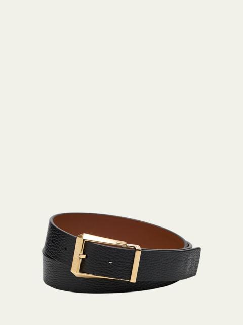 FERRAGAMO Men's Adjustable Reversible Hammered Leather Belt