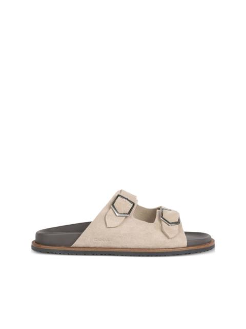Canali double-buckle suede sandals