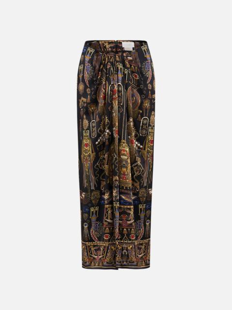 CAMILLA DRAPE FRONT SKIRT WITH SPLIT