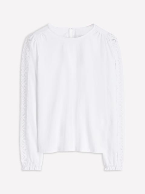 BODEN Scarlett Broderie Trim Top-White