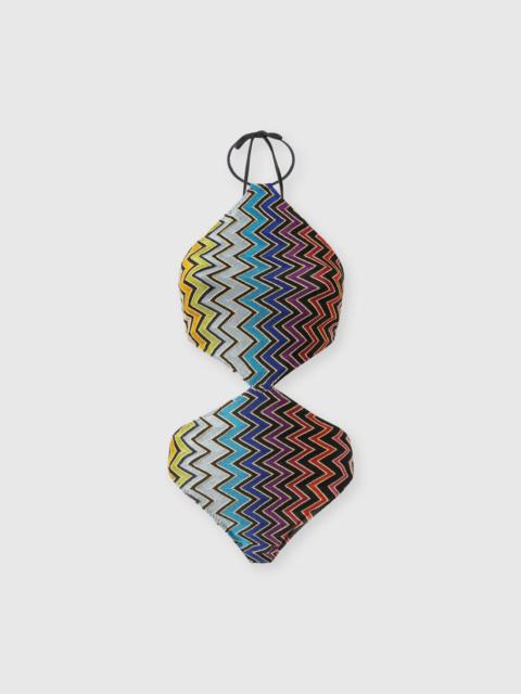 Missoni Geometric one-piece swimsuit with neck tie
