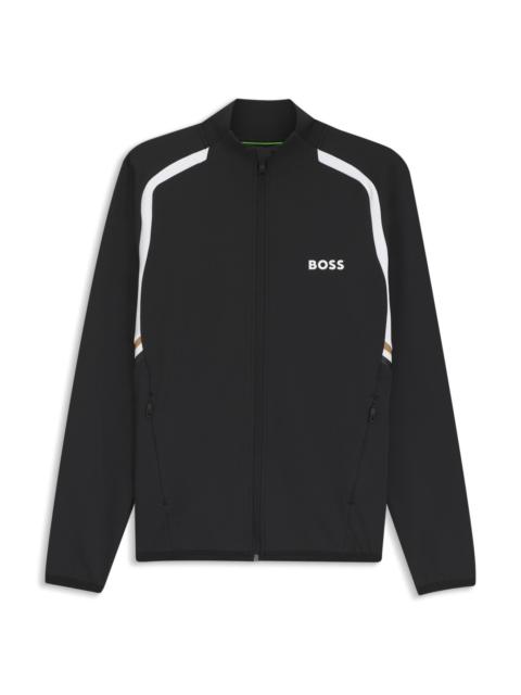 BOSS ZIP-UP SWEATSHIRT IN TEMPERATURE-REGULATING STRETCH GABARDINE