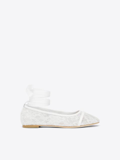 MALONE SOULIERS Sabina White Lace Flat Pumps