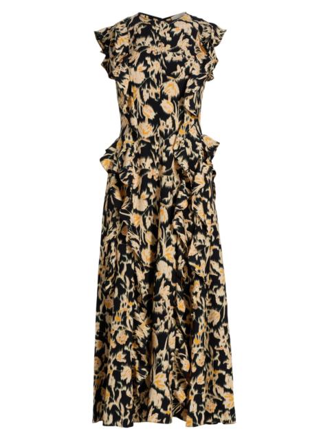 ULLA JOHNSON Women's Flo Abstract-Print Sleeveless Midi-Dress - Tourmaline