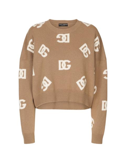 Dolce & Gabbana Cropped wool sweater with inlay