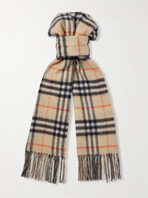 Logo-Appliquéd Fringed Reversible Checked Cashmere Scarf