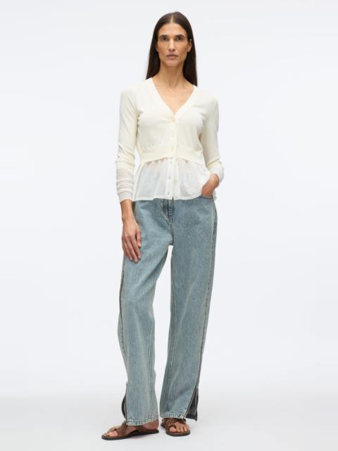 3.1 Phillip Lim Gauze Peplum Double Layer Cardigan