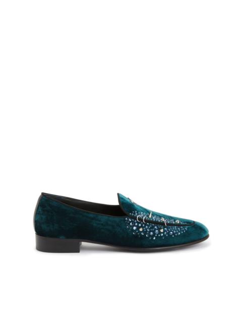 Giuseppe Zanotti velvet-effect rhinestone loafers