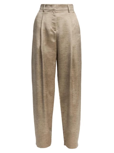 GIORGIO ARMANI Women's Pleated Metallic Silk Trousers - Solid Bright
