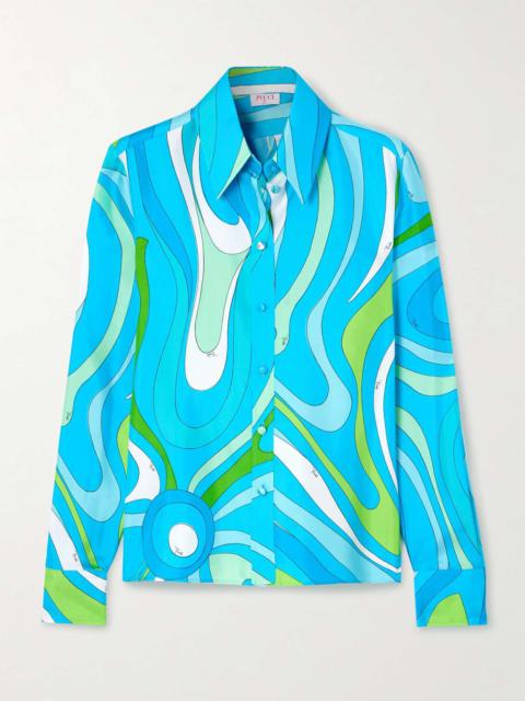 Printed silk-twill shirt