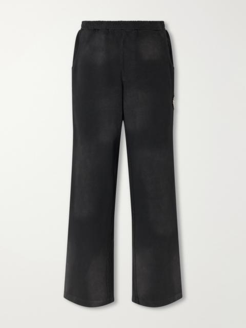424 Straight-Leg Distressed Striped Cotton-Jersey Sweatpants