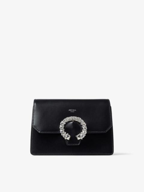 JIMMY CHOO Madeline Crossbody
Black Polished Grainy Leather Crossbody Bag with Crystal Buckle