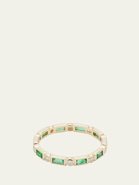 SYDNEY EVAN 14K Yellow Gold Diamond and Emerald Eternity Ring