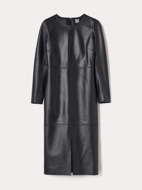 Panelled leather dress black