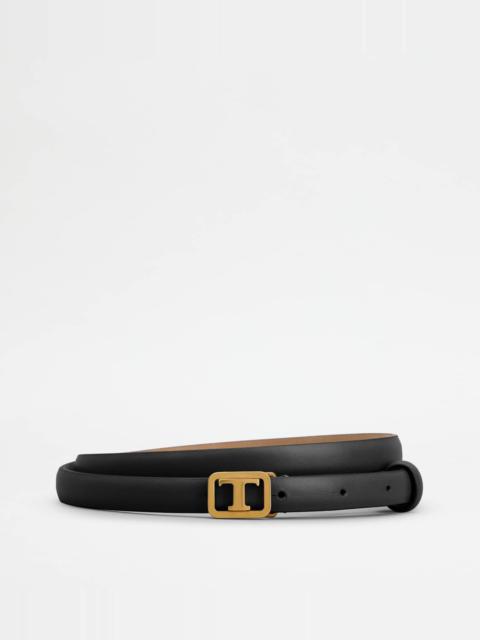 Tod's T TIMELESS BELT IN LEATHER - BLACK