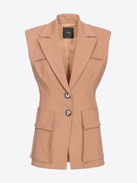 PINKO SLEEVELESS STRETCH TRICOTINE BLAZER