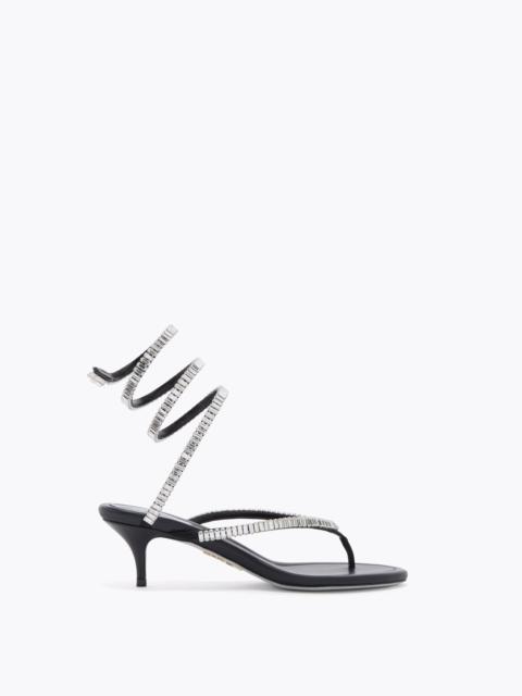 RENE CAOVILLA SPARK BLACK THONG SANDAL WITH SERPENT 50