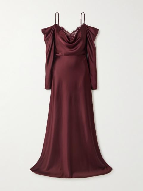 REBECCA VALLANCE Avalon Lace-trimmed Satin Gown