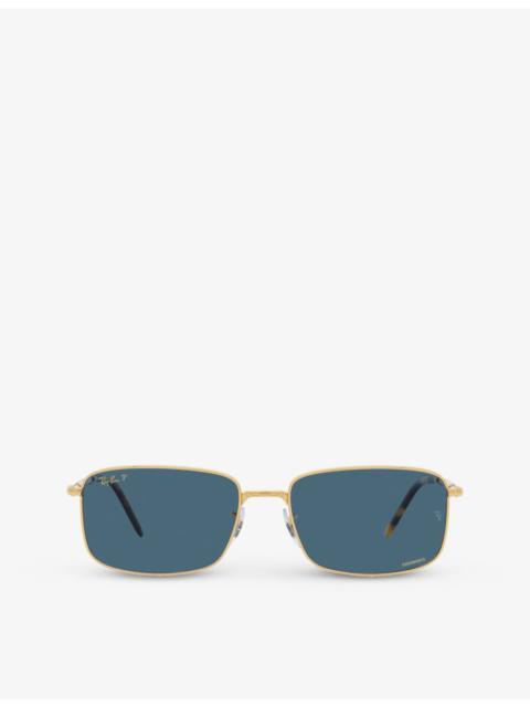 Ray-Ban RB3717 rectangle-frame metal sunglasses