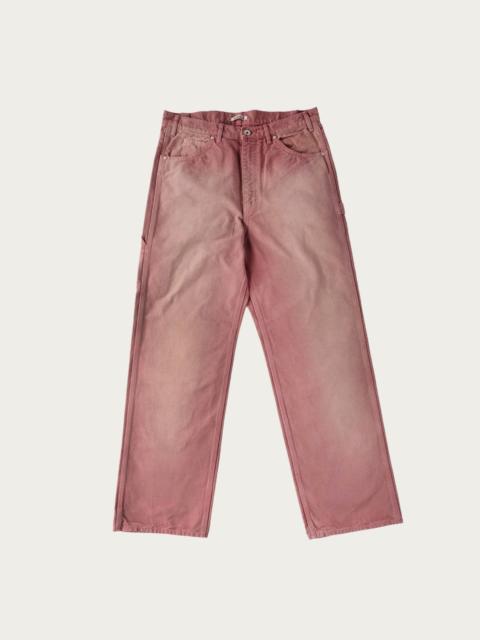 AURALEE Product Dyed Organic Cotton Duck Painter Pants - Faded Burgundy
