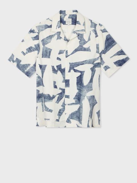 Paul Smith Blue 'Abstract Cutout' Viscose-Linen Shirt