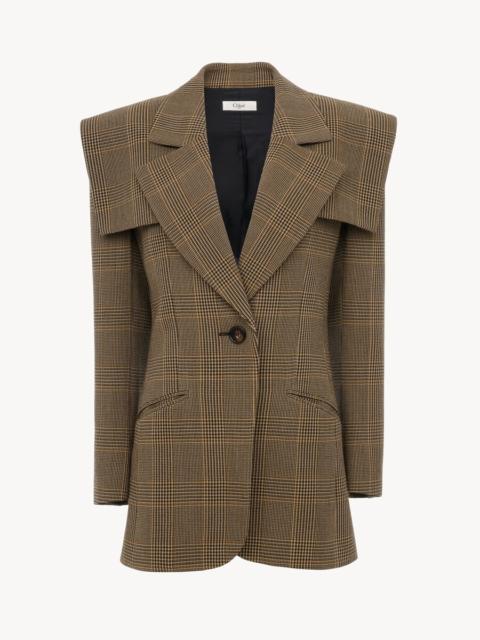 Chloé SINGLE-BREASTED TAILORED JACKET IN PRINCE OF WALES WOOL